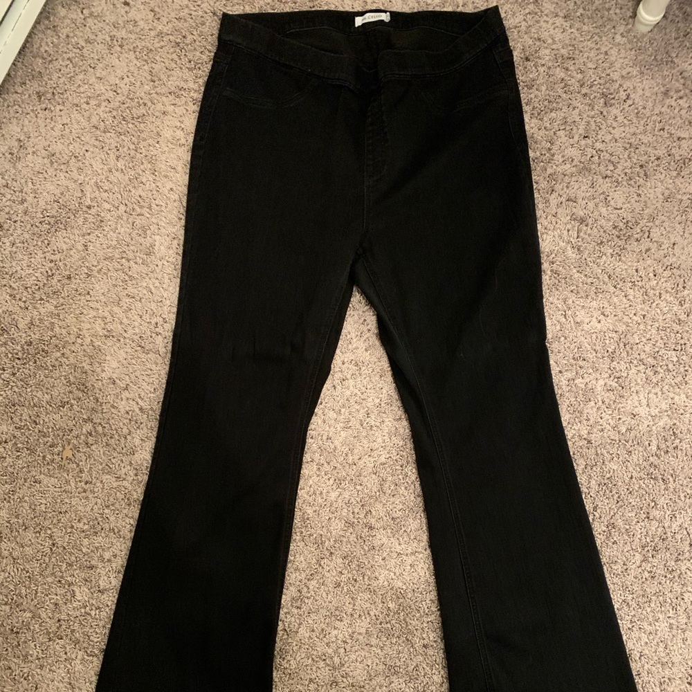 Black pull on flare jeggings